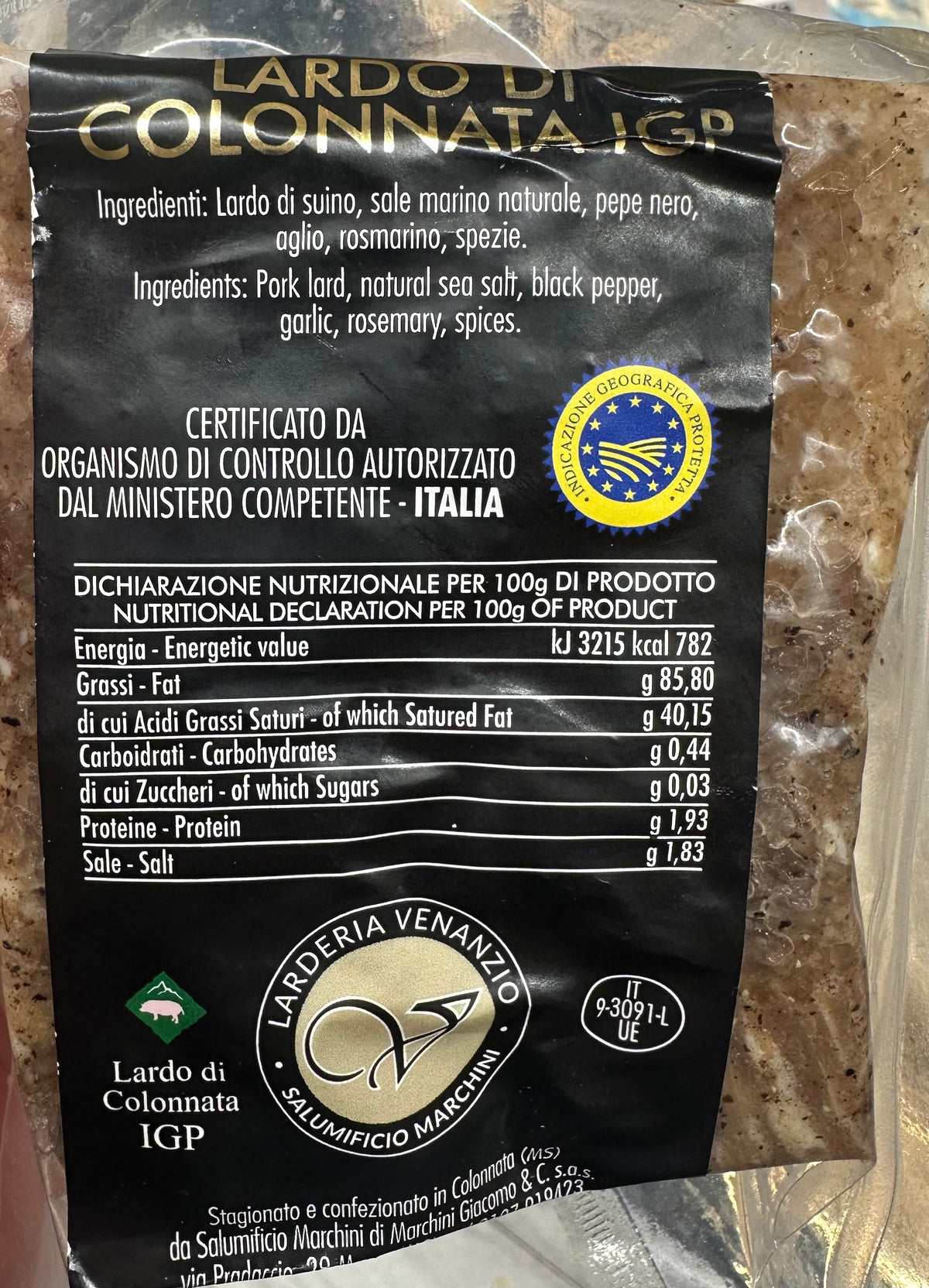 Lardo di colonnata igp