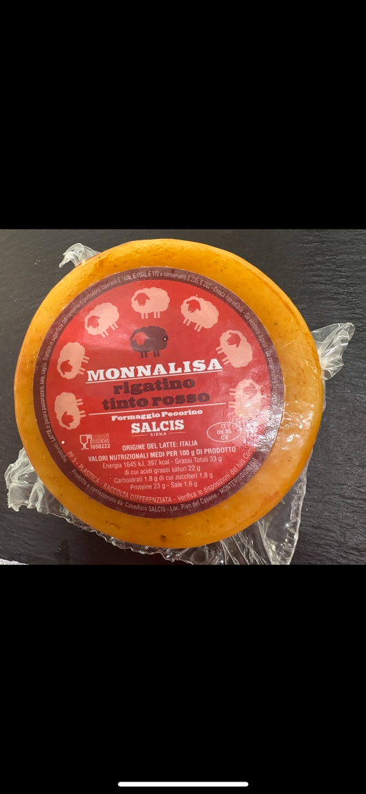 Pecorino rigatino dyed red