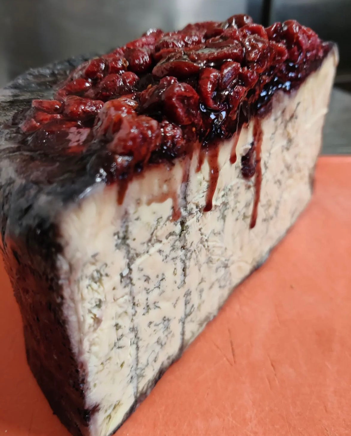 Sliced cow's blueberry cheese