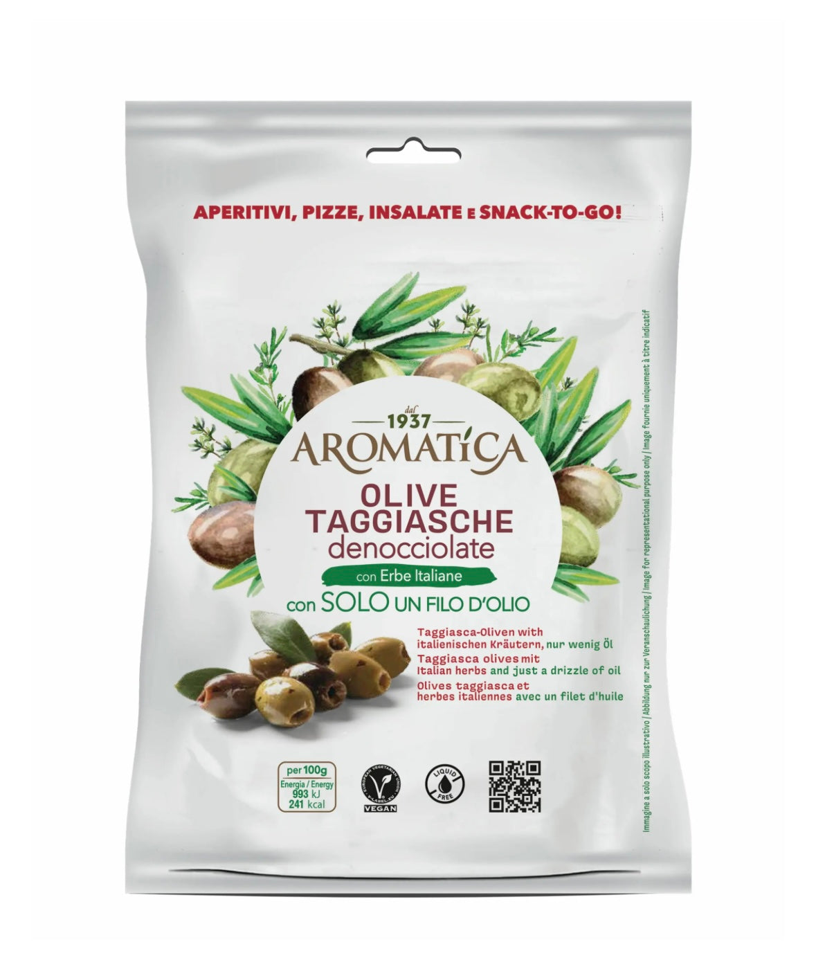 Olive taggiasche denocciolate con erbe italiane 90g