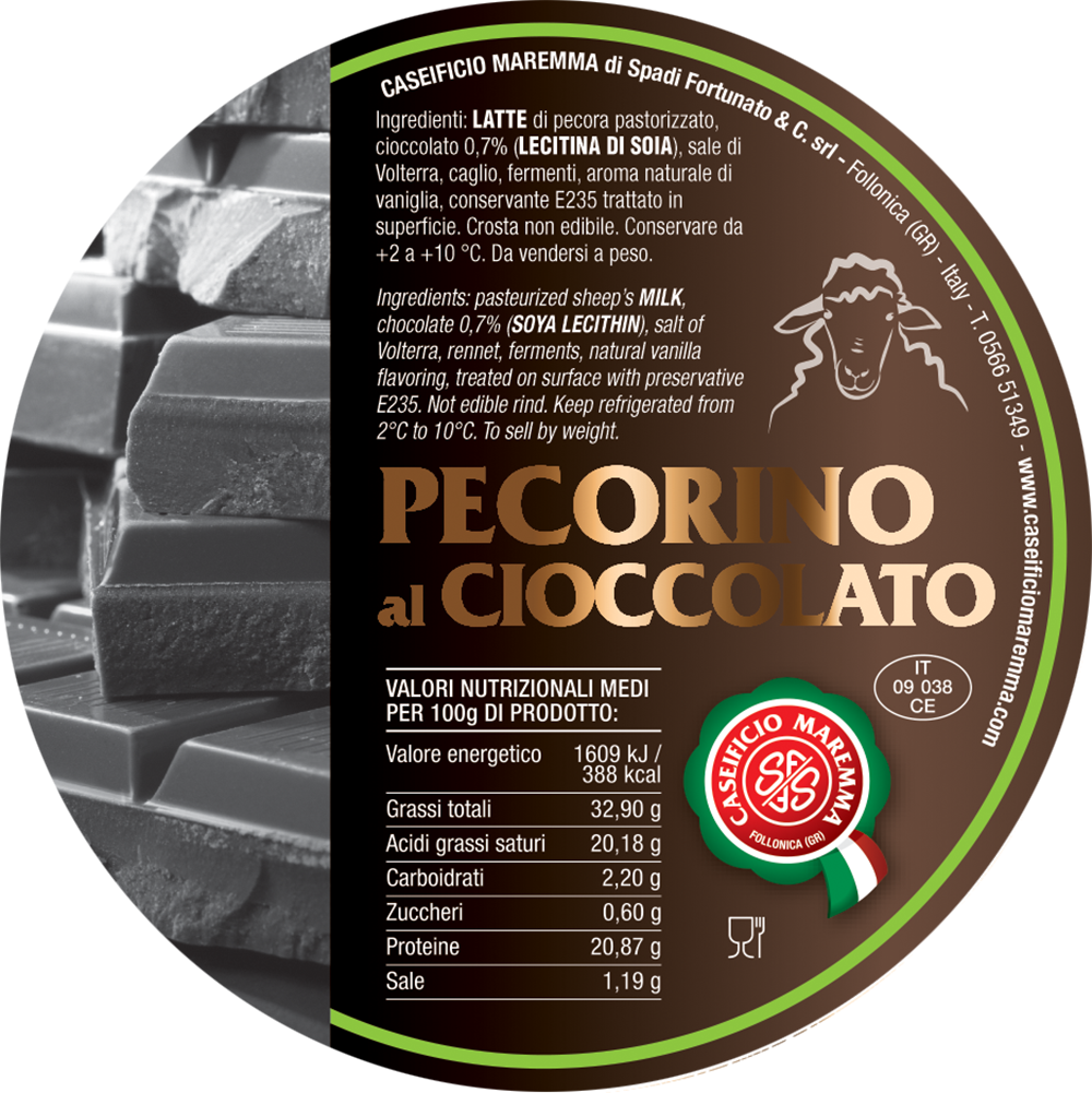 Pecorino al cioccolato in carta gialla 580g