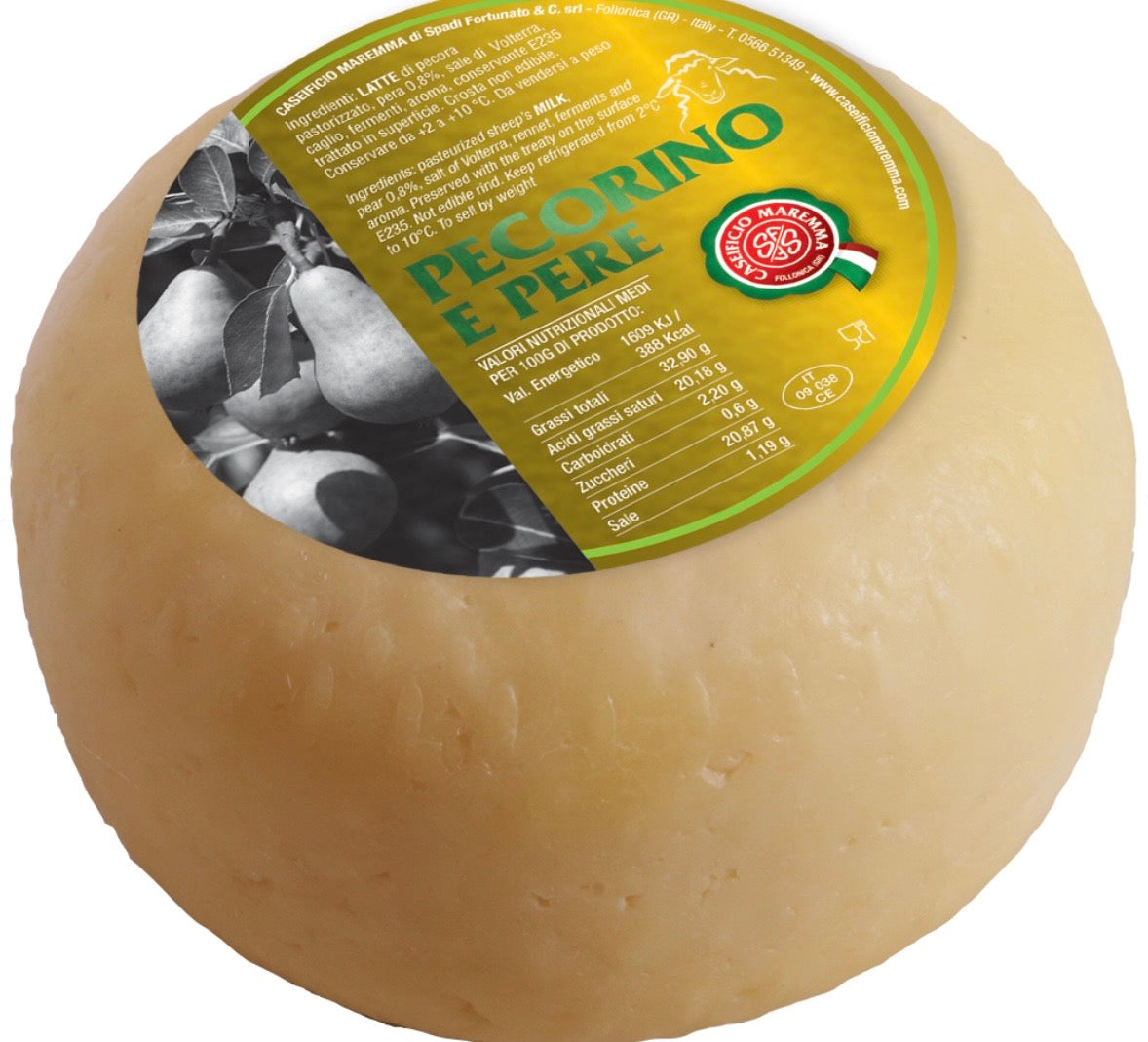 Pecorino e pere in carta gialla 580g