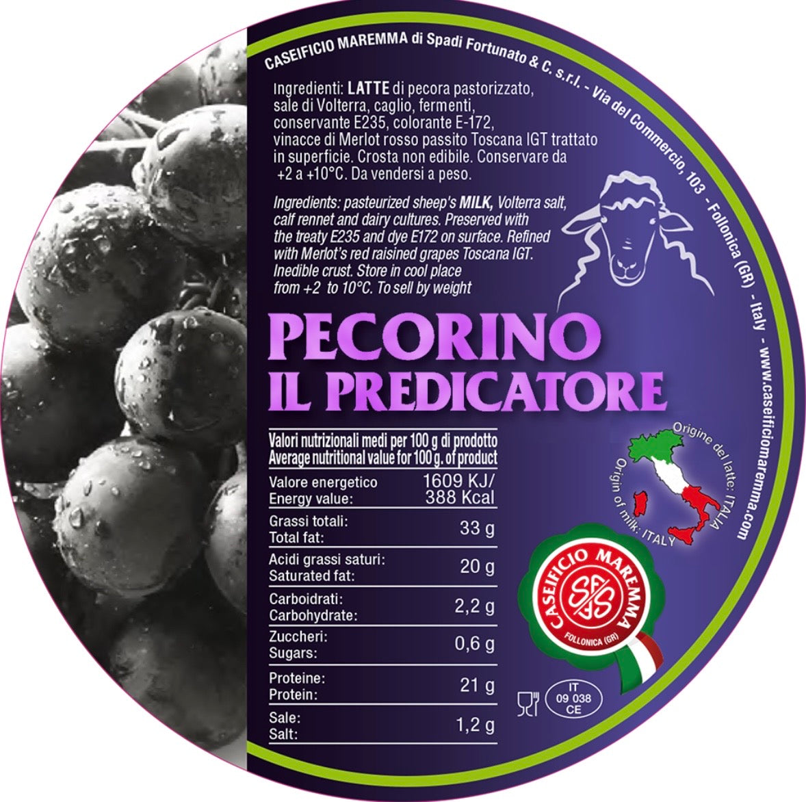 Pecorino il predicatore in carta gialla 580g