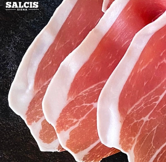 Sliced ​​Tuscan DOP ham