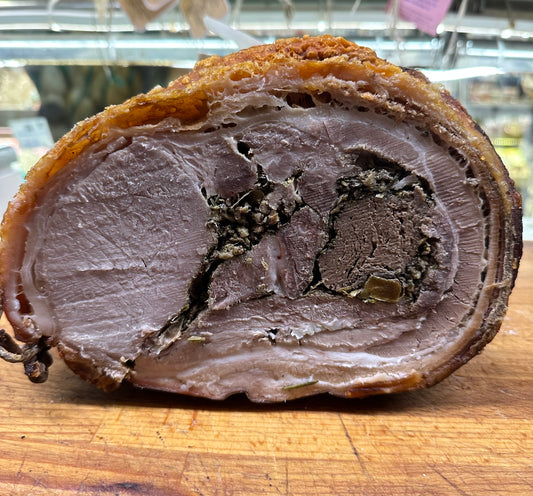 Sliced ​​artisanal Montespertoli porchetta